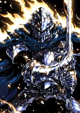 Fiery Knight in flame