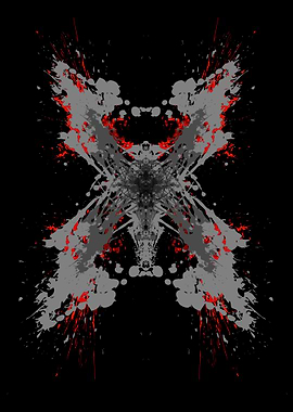 Rorschach Red and Grey Splatter