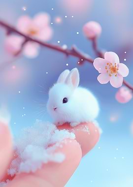 Cute Tiny Bunny in Bloom