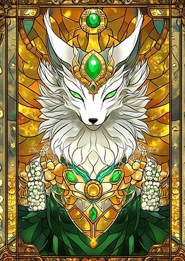 Regal Fox: Crowned in Stained Glass