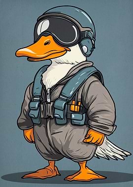 Duck Pilot Cartoon