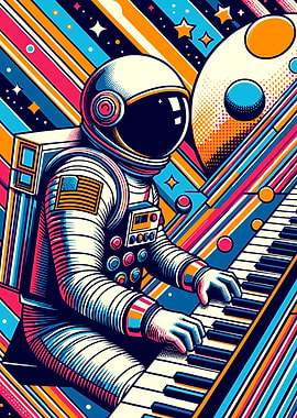 Astronaut Playing Piano