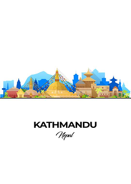 Kathmandu Skyline Illustration
