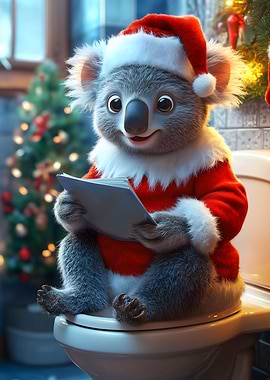 Koala Santa on Toilet