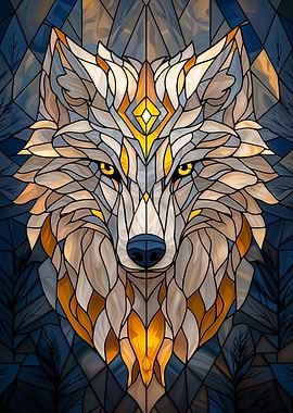 Stained Glass Wolf