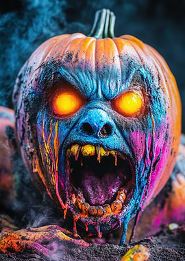 Neon Nightmare Halloween Pumpkin