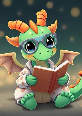 Cute Dragon Reading
