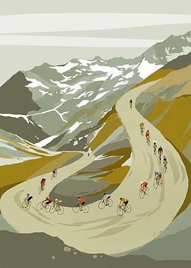 Cyclists in Mountain Pass