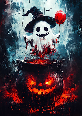 Halloween Ghost with Cauldron