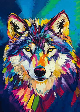 Colorful Wolf Portrait
