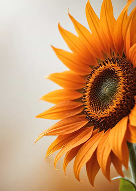 Sunflower Close-up, Orange Petals