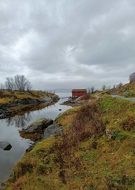 Red Cabin by the Fjord