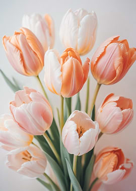 Peach and White Tulips
