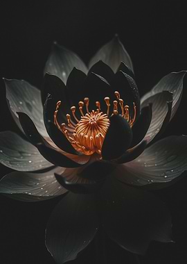 Black Lotus Flower, Gold Center