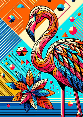 Geometric Flamingo Art wpap pop art