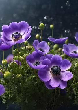 Purple Anemone Flowers