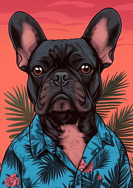 French Bulldog in Hawaiian Shirt