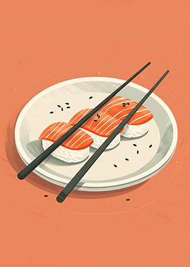 Salmon Sushi Illustration