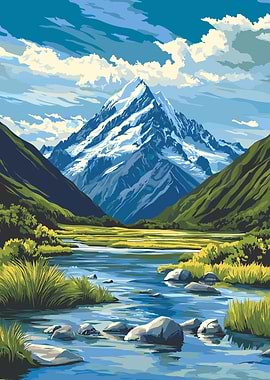 Mountain River Landscape