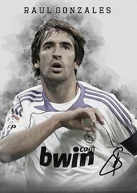 Raul Gonzalez Real Madrid Watercolor