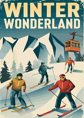 Winter Wonderland Skiing Poster