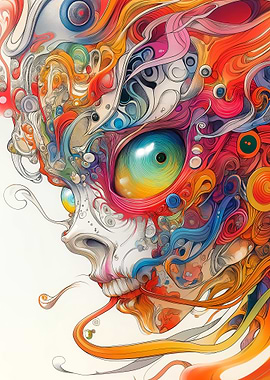 Abstract Skull with Swirling Patterns