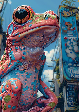 Colorful Frog in Urban Setting