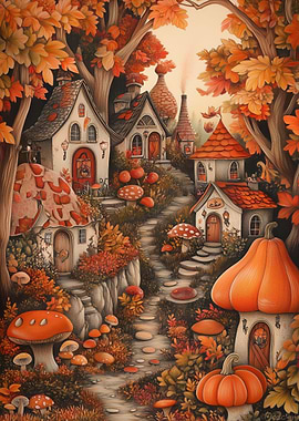 Autumn Pumpkins Village