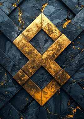 Gold Diamond on Black Marble