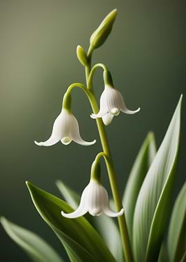 White Flowers on Green Stem