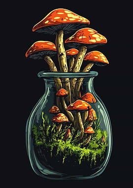 Goblincore - Mushrooms in a Jar