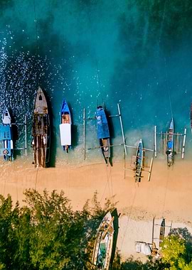 Boats on a Tropical Beach