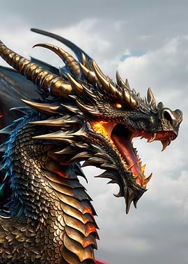 Fiery Dragon Head