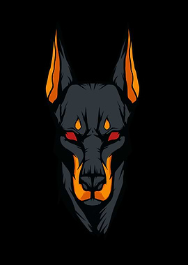 Doberman with Fiery Eyes
