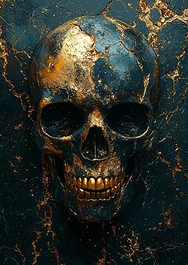 Gold Skull on Black