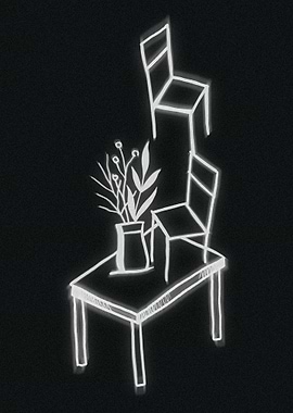 White Line Art Table and Chairs