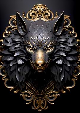 Black and Gold Royal Wolf