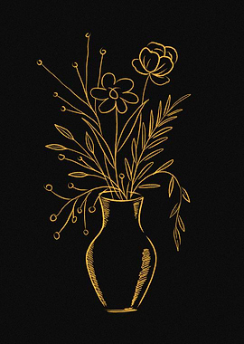 Golden Floral Vase