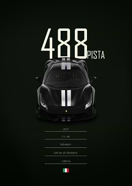 Black 2019 Ferrari 488 Pista