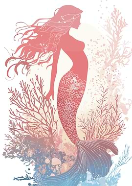 Pink Mermaid Silhouette