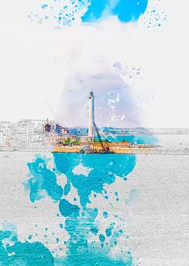 Lighthouse Watercolor Porto di bari