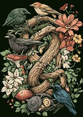 Cottagecore Nature's Knot Birds