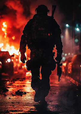 Soldier in War Zone