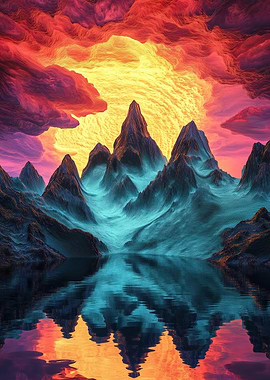 Mountain Sunset Reflection