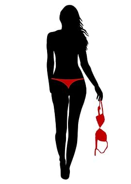 Woman Silhouette with Red Bikini