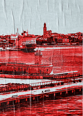 Red Harbor Cityscape Porto di bari