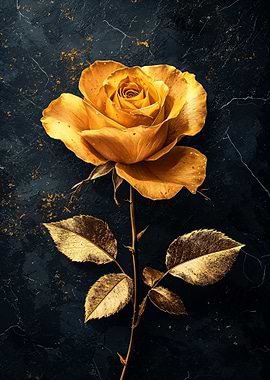 Golden Rose on Black