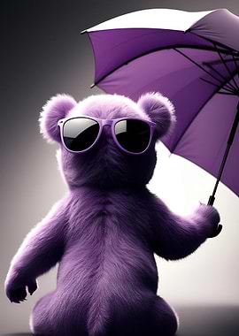 Purple Bear with Umbrella