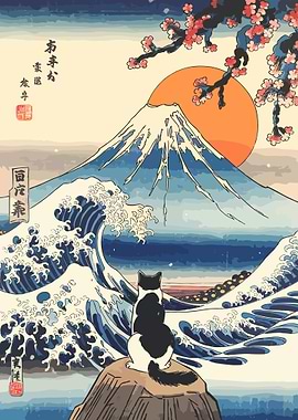 Cat Japanese Wave Kanagawa
