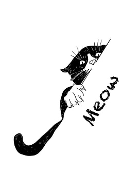 Black and White Cat Illustration